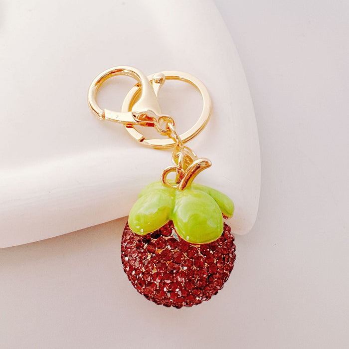 Wholesale Cute Rhinestone Strawberry Pineapple Fruit Alloy Keychain JDC-KC-ZhanLun003