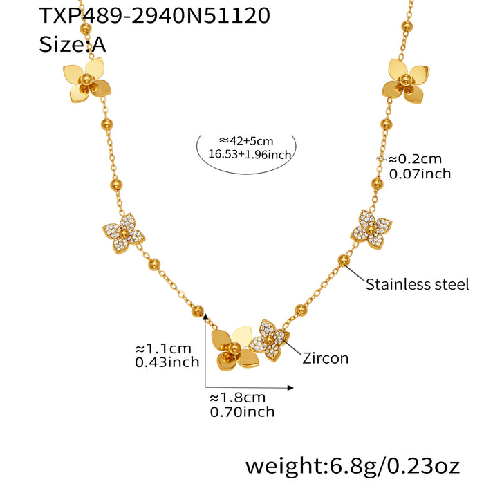 Wholesale 3D Flower Necklace with Opening Titanium Steel Ring