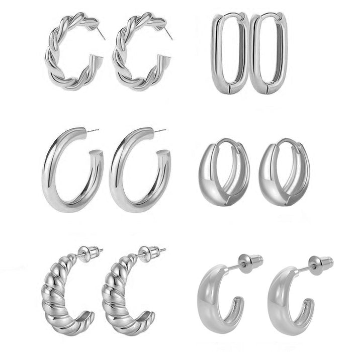 Wholesale Stainless steel geometric simple C-shaped earrings titanium steel design earrings earrings wholesale