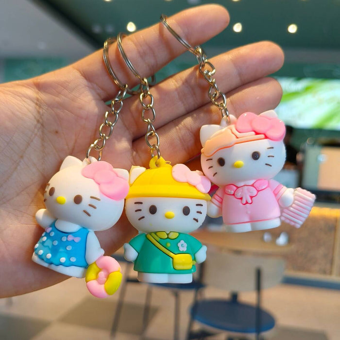 Wholesale Stylish 3D Soft PVC Cat Keychain Pendant For Girls Bag Charm And Car Key Accessory Gift
