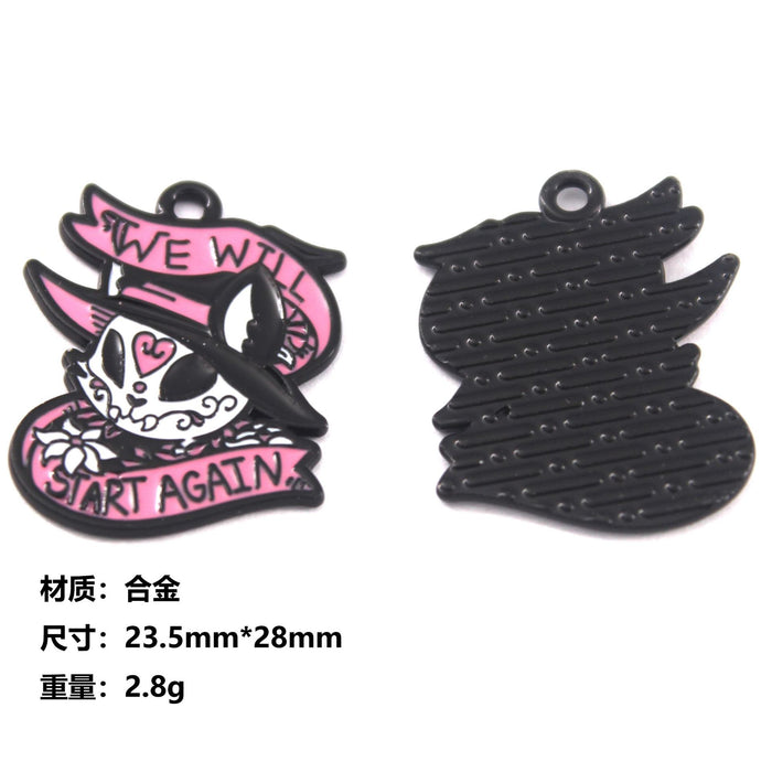 Wholesale 10pcs Cute Black Cat Dagger Alloy Oil Dropping Funny Jewelry Pendant Keychain Pendant Accessories