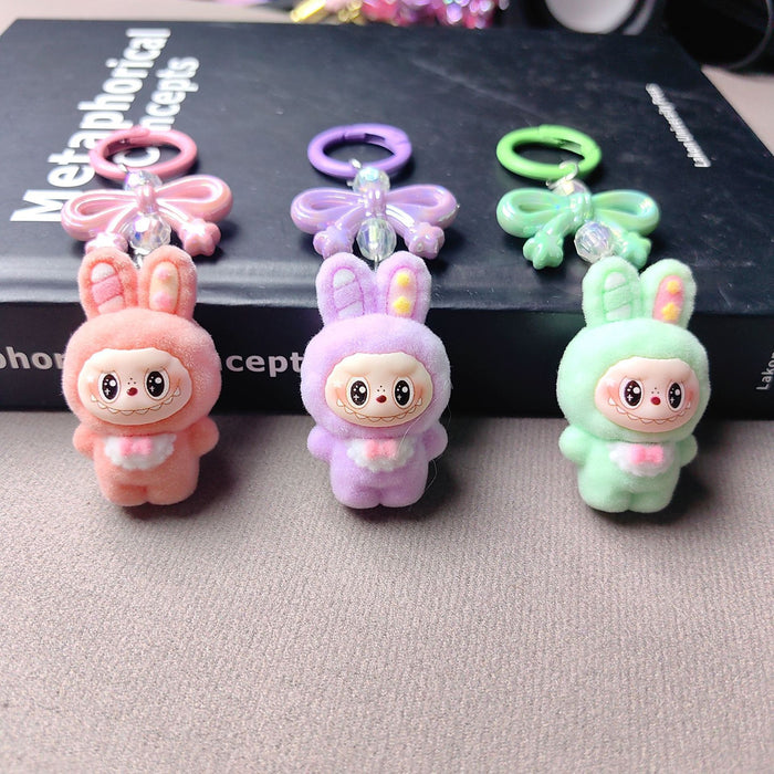 Wholesale Cute Cartoon Flocked bow keychain