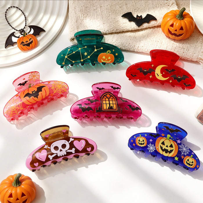 Wholesale  Transparent Claw Clip Hair Accessory For Women Pumpkin Bat Dark Style Shark Clip Boutique Resale
