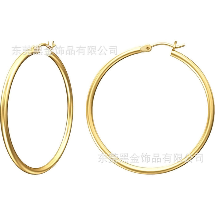 Wholesale Stainless Steel Large Round Wire Earrings JDC-ES-HeiJ001