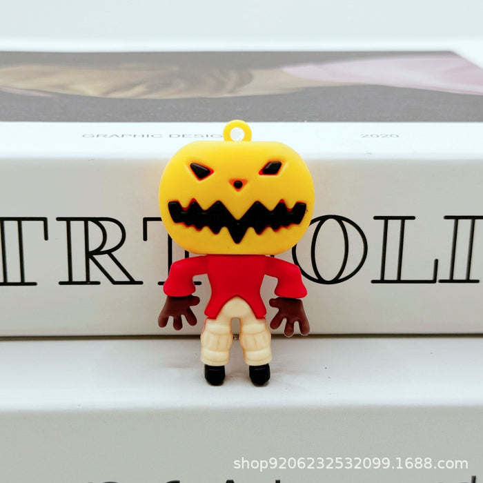 Wholesale Halloween Pumpkin Ghost Keychain Charm Soft Glue Bag Charm Gift MOQ≥2