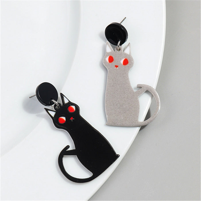 Wholesale Christmas changeable cat earrings acrylic holiday cute Christmas bell black cat earrings
