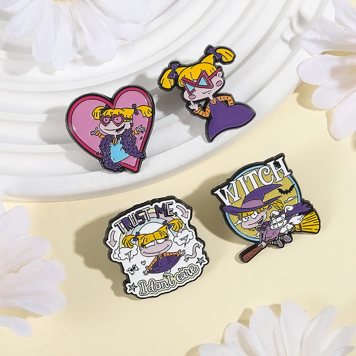 Wholesale Cartoon little girl brooch animation metal badge