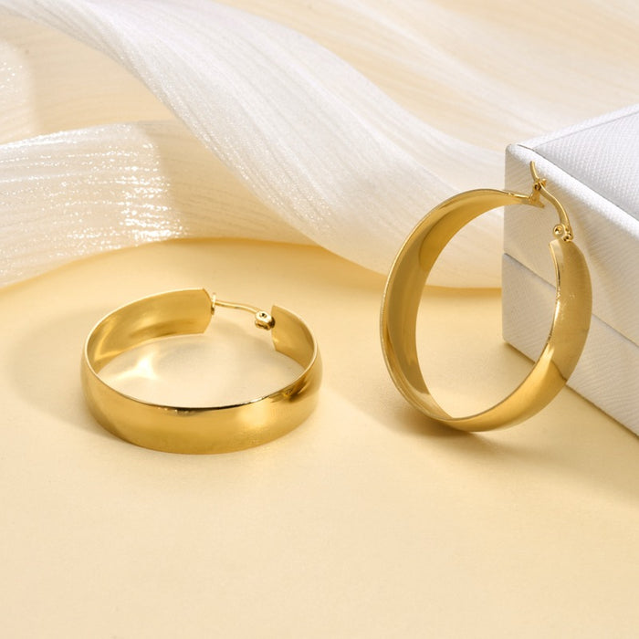 Wholesale Round Stainless Steel Earrings Widened Metal Earrings