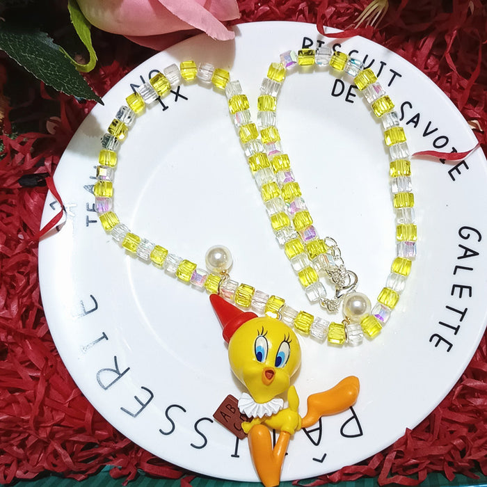 Wholesale Biling Shiny Crystal Necklace Cute Resin Cartoon Short Necklace Women' s Children' s Jewelry