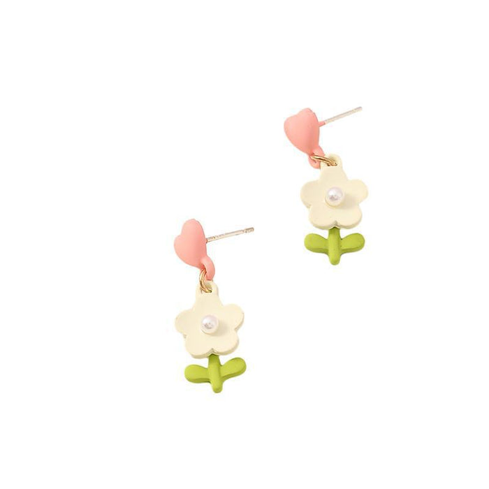 Wholesale Silver Needle New Flower Earrings Earstuds Earrings Wholesale Love Versatile Jewelry