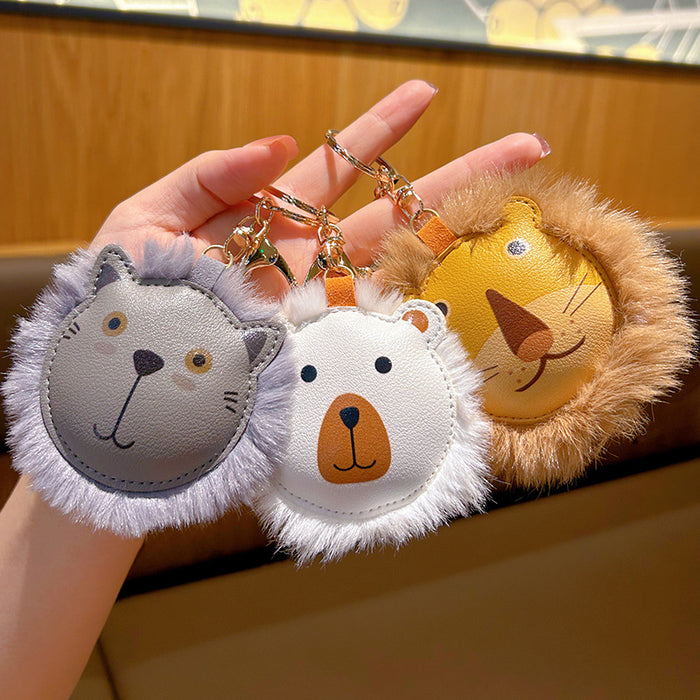 Wholesale Plush Lion Doll Leather Keychain JDC-KC-WWX003