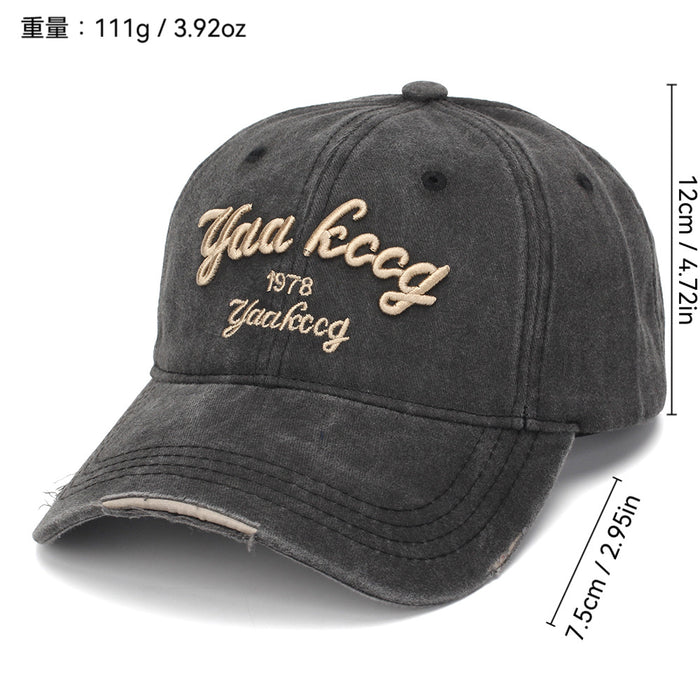 Wholesale Vintage Distressed Baseball Cap,  Embroidered Curved Brim,  Unisex Street Style Sun Hat for Fashion Accessory Resale