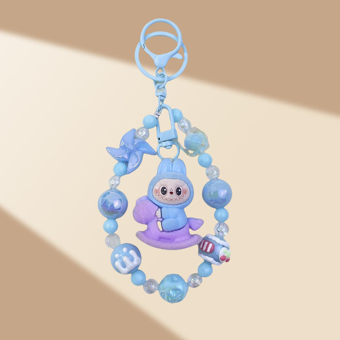Wholesale Flocked Wizard Beaded Keychain