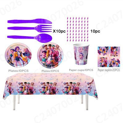 Wholesale Witch Theme Birthday Party Supplies Set Paper Plates,  Tissues,  Tablecloths Decorations