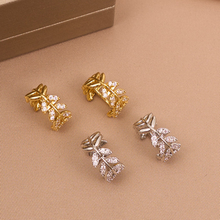 Wholesale Wheat Earrings Interlocking Women' s Style Micro-painted Zirconia
