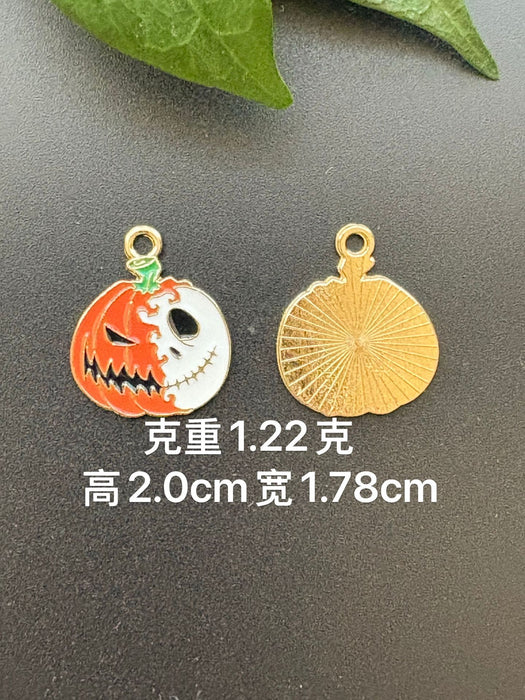Wholesale  Pumpkin Head DIY Jewelry Accessories Yellow Zinc Alloy Charms For Necklace Bracelet Earrings Keychain Party Gift