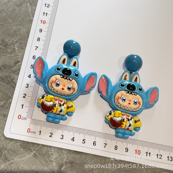 Wholesale Large Luminous Cute Cartoon Silver Needle Earrings