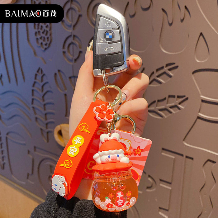 Wholesale Oil in Keychain Trendy Exquisite Drifting Bottle Couple Keychain Pendant