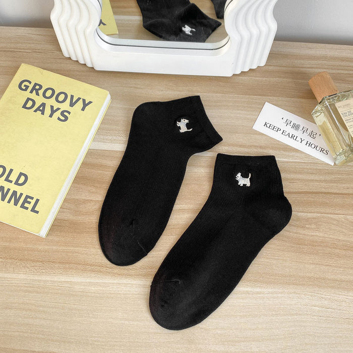 Wholesale Socks Embroidered Short Tube Sweat Absorbing Breathable Cotton Socks Thin