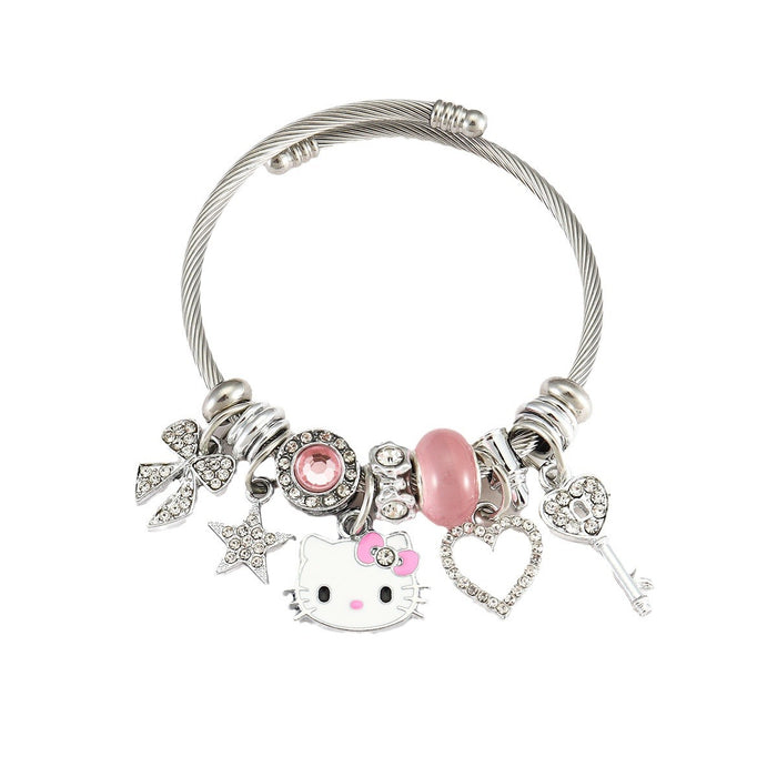 Wholesale Stainless Steel Bracelet KT Cat Pendant Cartoon Laurel Dog Pendant Sweet Cool Cute Hot Girl Sanrio Bracelet JDC-BT-Luman002