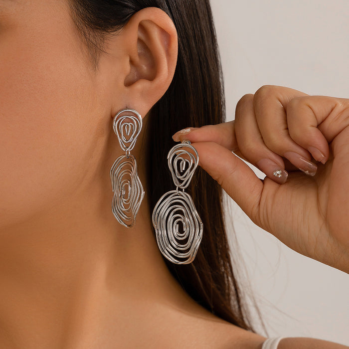 Wholesale Wrinkled metal earrings,  exaggerated irregular earrings,  business teardrop earrings