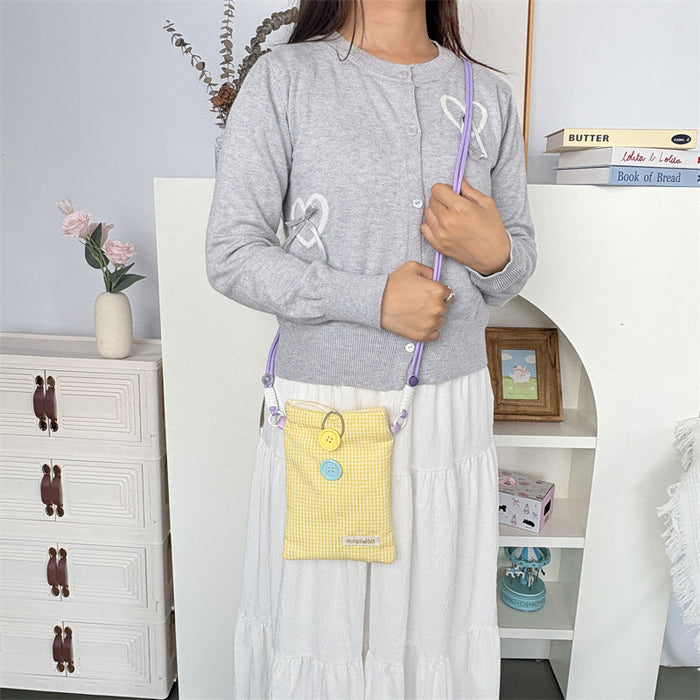 Wholesale Stylish Plaid Button Crossbody Phone Bag Women S Everyday Casual Large Capacity Fashion Accessory Gift