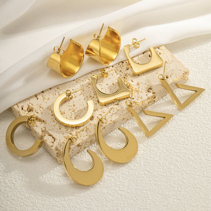 Wholesale Geometric Stainless Steel Earrings for Women Gold-Plated