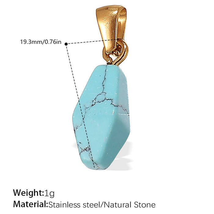 Wholesale DIY Gold-Plated Geometric Colored Gemstone Necklace Pendant
