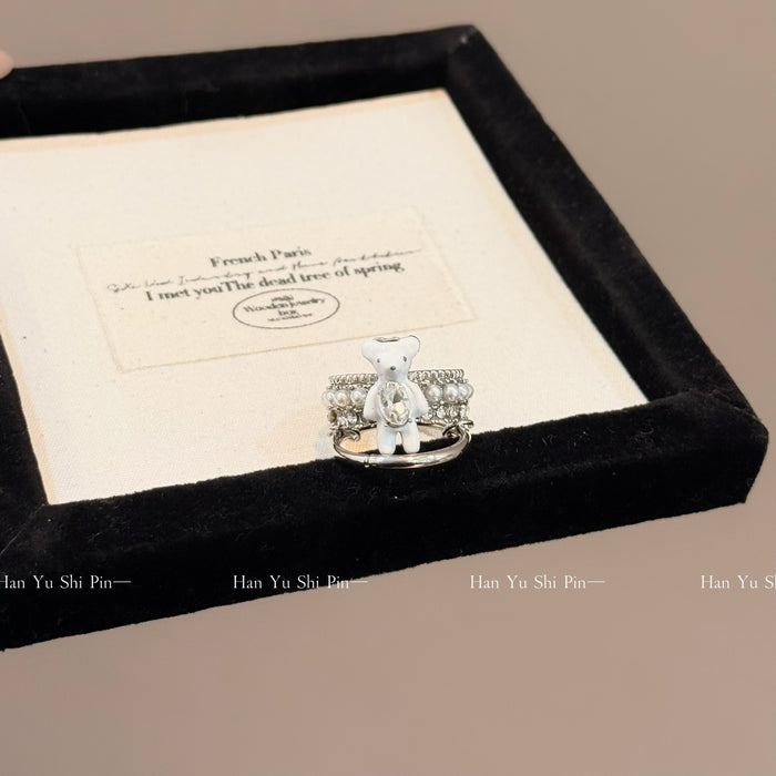 Wholesale Imitation pearl multi-layer ring, niche design, versatile commuting fashion ring