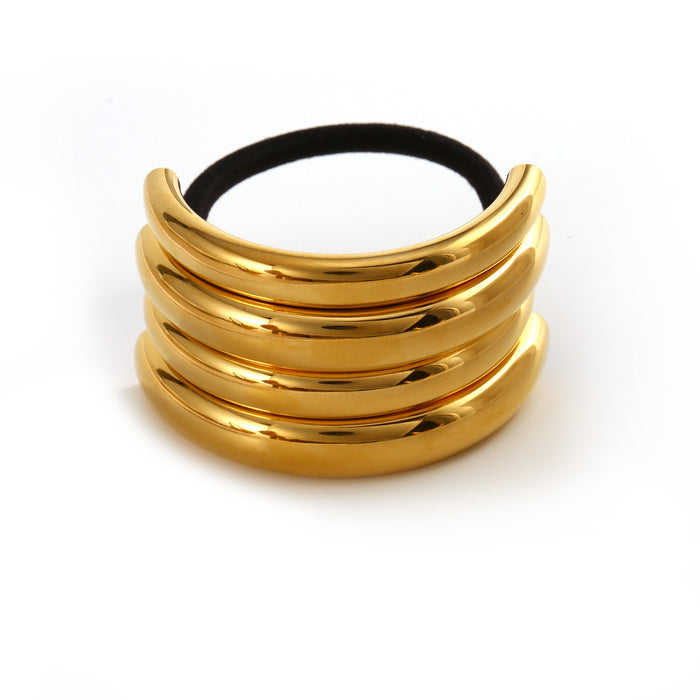 Wholesale New minimalist stainless steel headband, fashionable and high-end style, ponytail tied hair tie, black headband