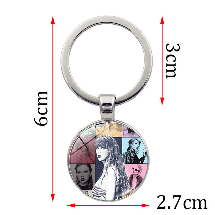 Wholesale Crystal Glass Rotating Moon Pendant Keychains JDC-KC-HengX023