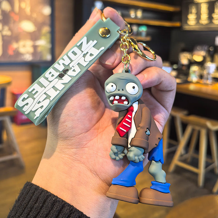 Wholesale Silicone Plant and Zombie Keychain Cute Gift for Kids