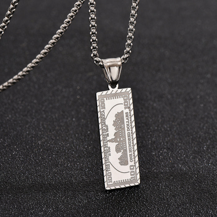 Wholesale Yellow dollar sign hip-hop style men' s stainless steel necklace