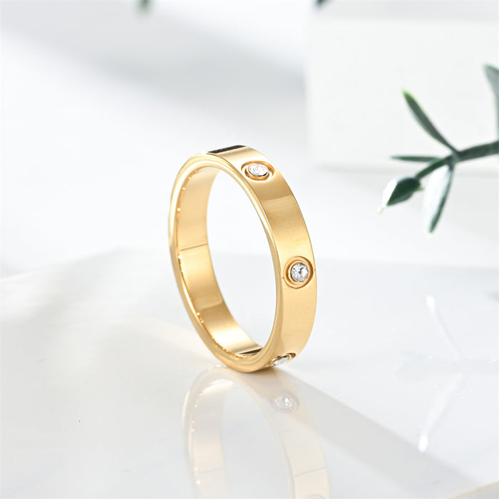 Wholesale Six Diamond Titanium Steel Ring JDC-RS-XinGang003