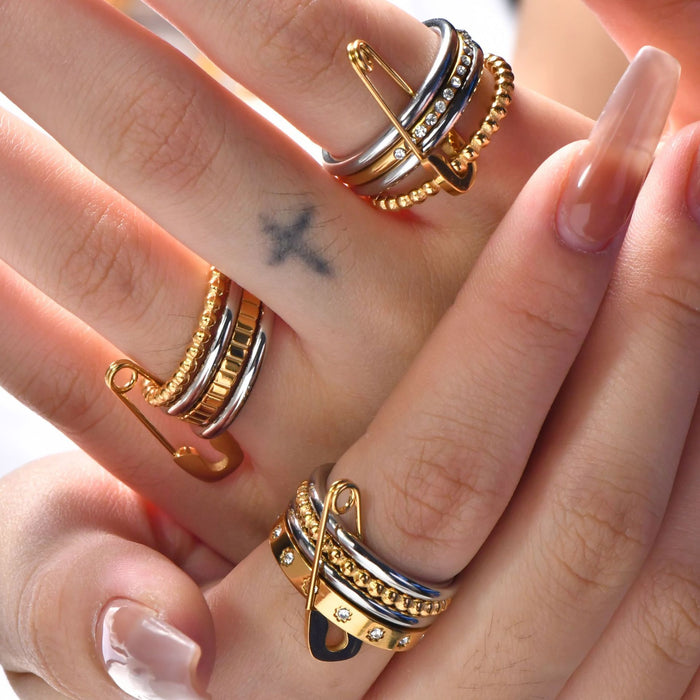 Wholesale  Multi-Layered Stacked Rings,  Titanium Steel Non-Fading Rings