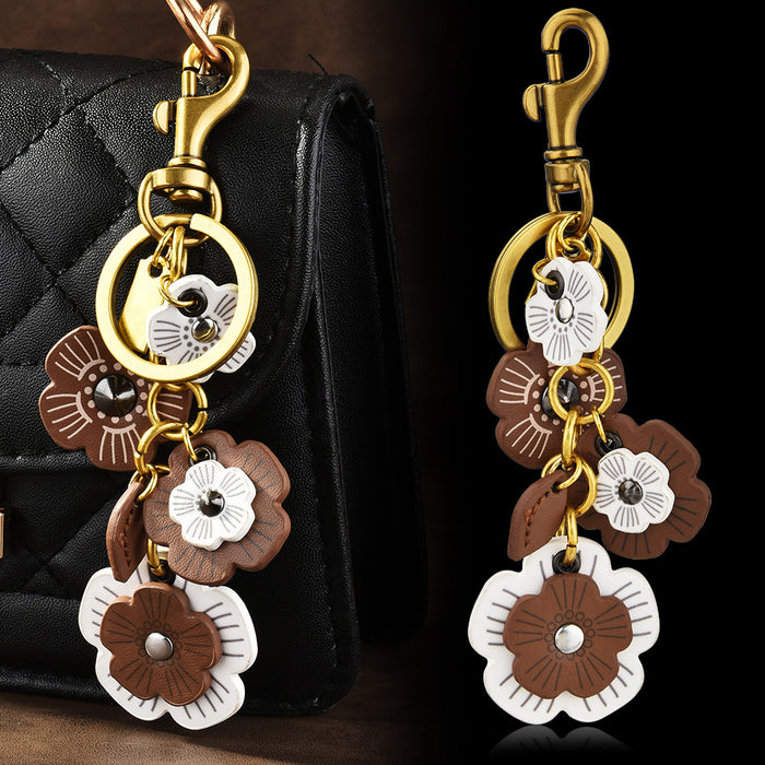 Wholesale PU extended flower chain keychain