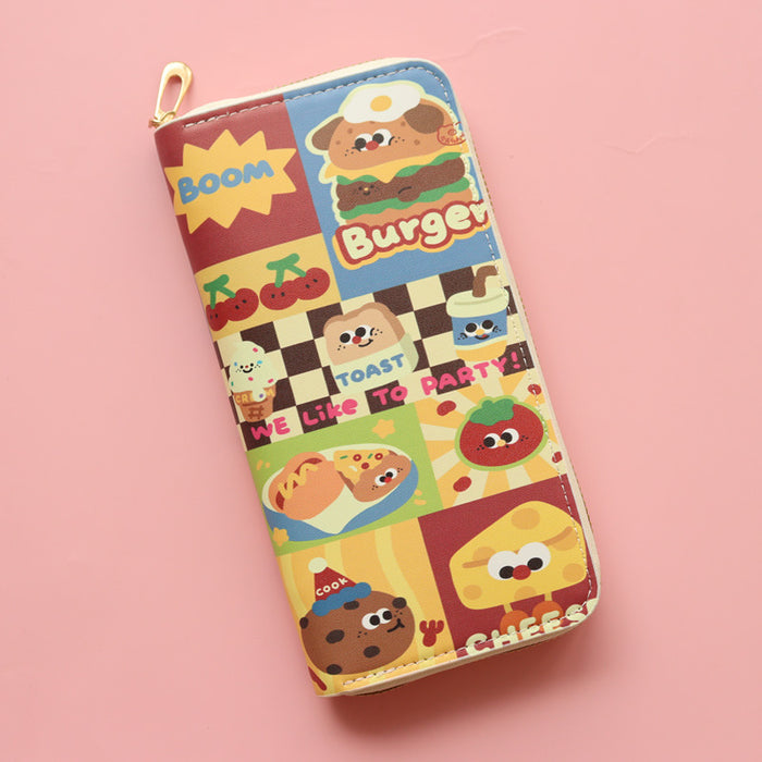 Wholesale Cute Cartoon Hamburger Large Capacity Long Zipper Wallet JDC-WT-Jumei016