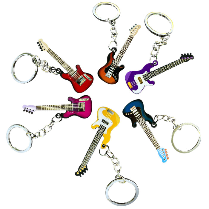 Wholesale Stainless Steel Color Printed Embossed Guitar Keychain JDC-KC-DianHe001