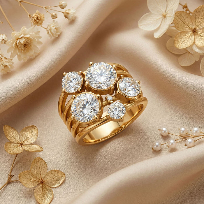 Wholesale Stainless steel Multi-Diamond Ring