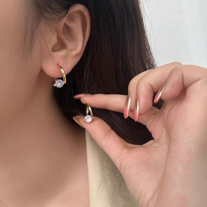 Wholesale Irregular Copper Inlaid White Stone Earrings JDC-ES-ChengC001