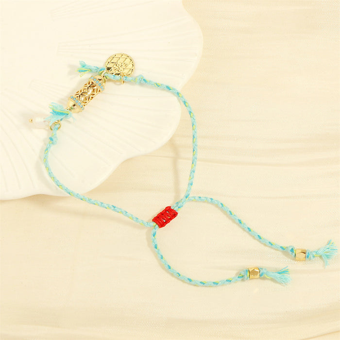 Wholesale Mixed Color Cotton Thread Braided Freshwater Pearl Pendant Bracelet JDC-BT-TianYi006