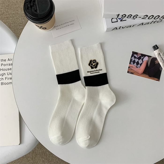 Wholesale Heavy Hot Stamping Letters Mid-tube Cotton Women's Socks JDC-SK-Sany002