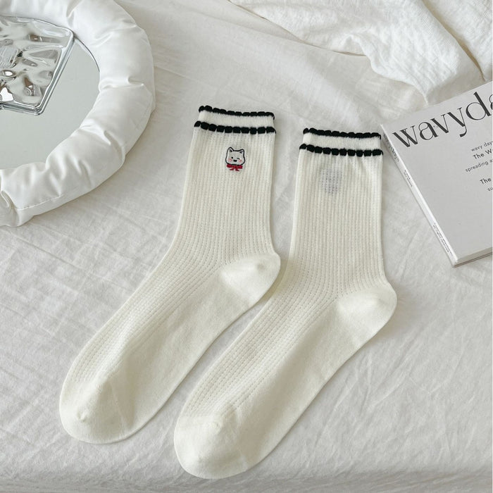 Wholesale Cartoon socks, thin tube socks, hollow mesh breathable, sweat absorbing, butterfly knot stacking socks