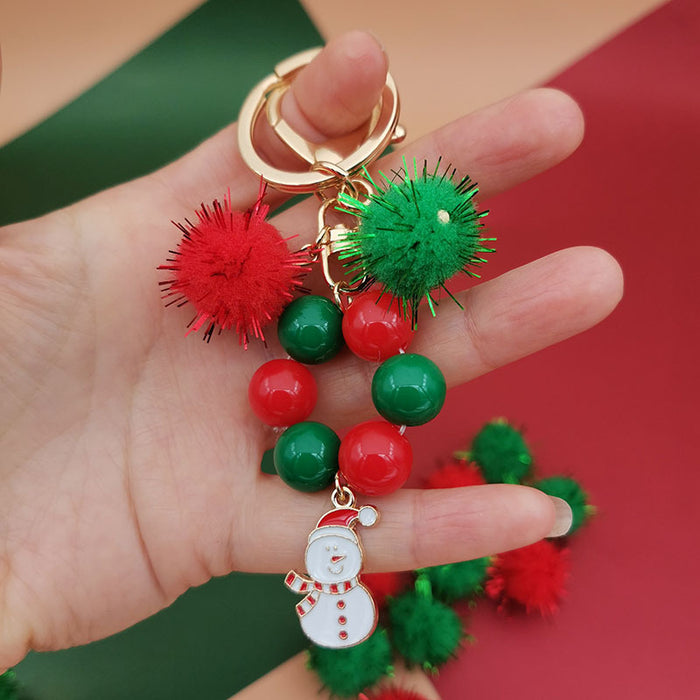 Wholesale Christmas theme keychain  snowflake bag keychain beaded Christmas tree keychain