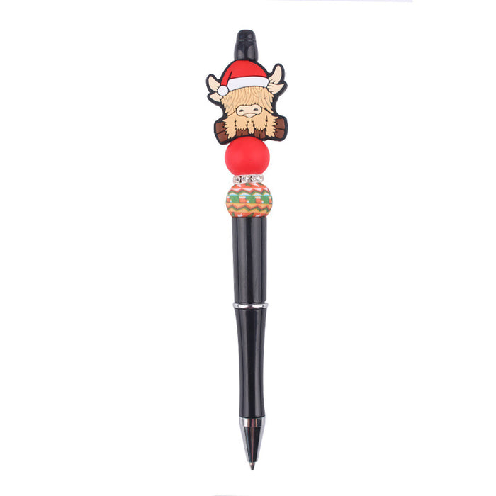 Wholesale Cartoon Christmas Silicone Plastic Bead Pen JDC-PN-GuangTian014