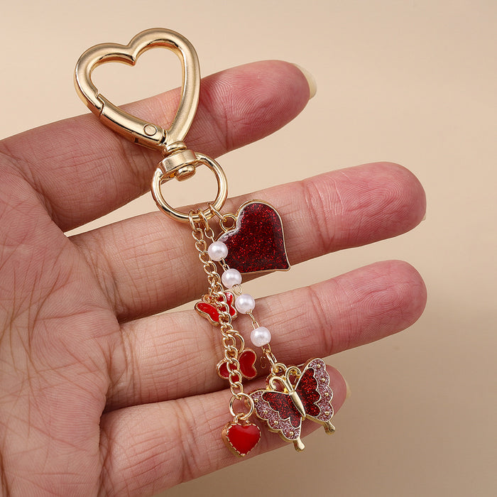 Wholesale Butterfly Heart Flower Metal Keychain