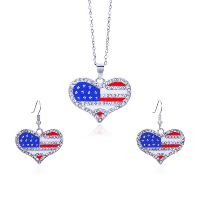 Wholesale Jewelry alloy diamond studded striped earrings necklace set