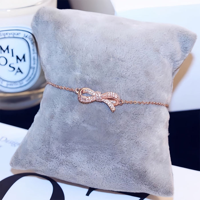 Wholesale Temperament bow adjustable diamond studded niche design wristband ring