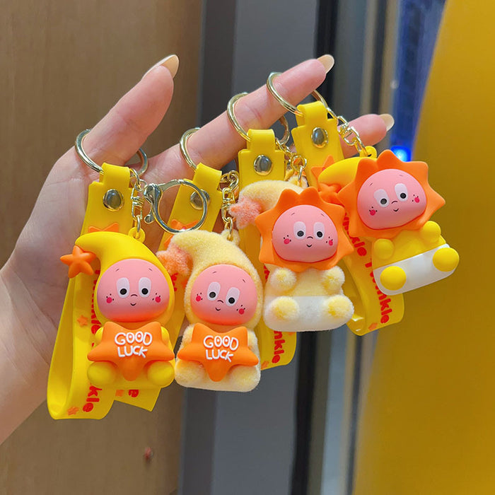Wholesale PVC Flocked Star Character Keychain Bag Charm Decorative Gift Accessory For Wedding Party