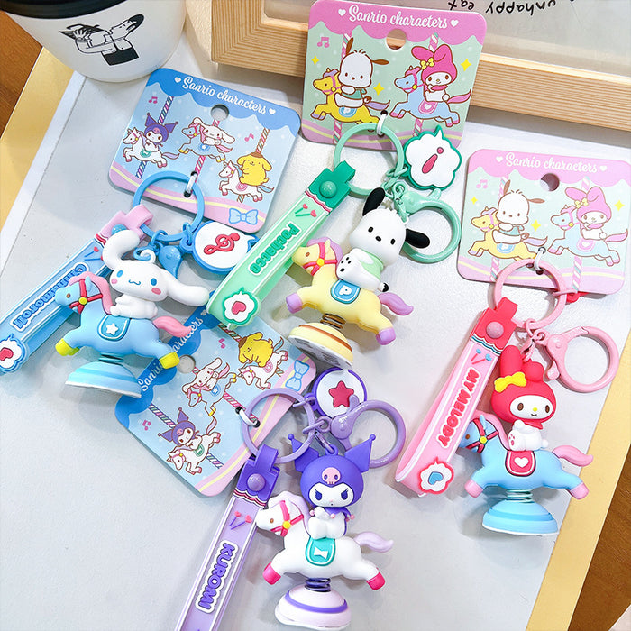 Wholesale PVC Cartoon Happy Rocking Horse Tumbler Keychain JDC-KC-YanG051